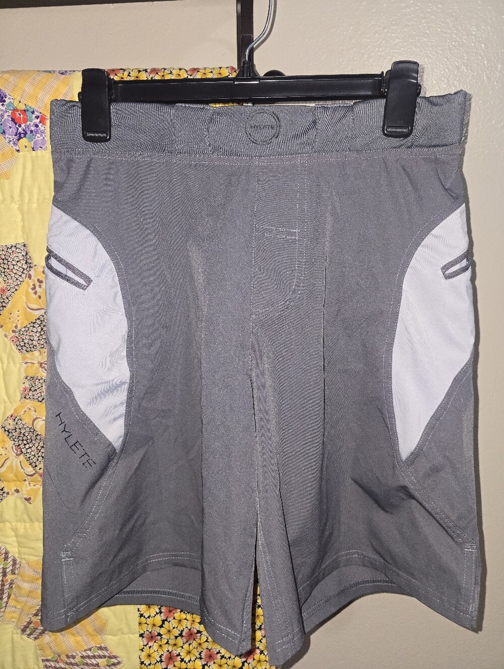 Hylete Gray Men's Performance Shorts with White Panels